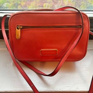 Beautiful coral genuine leather crossbody bag